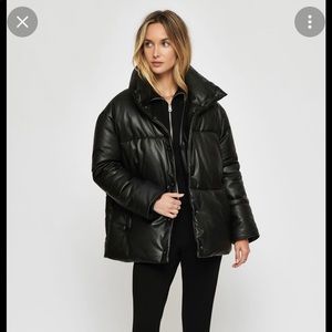 NWT Dynamite City Puffer Small Jet Black Leather Puffer